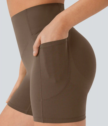 Halara UltraSculpt™ High Waisted Scrunch Butt Lifting Tummy Control Pocket Shaping Workout Biker Shorts 5''