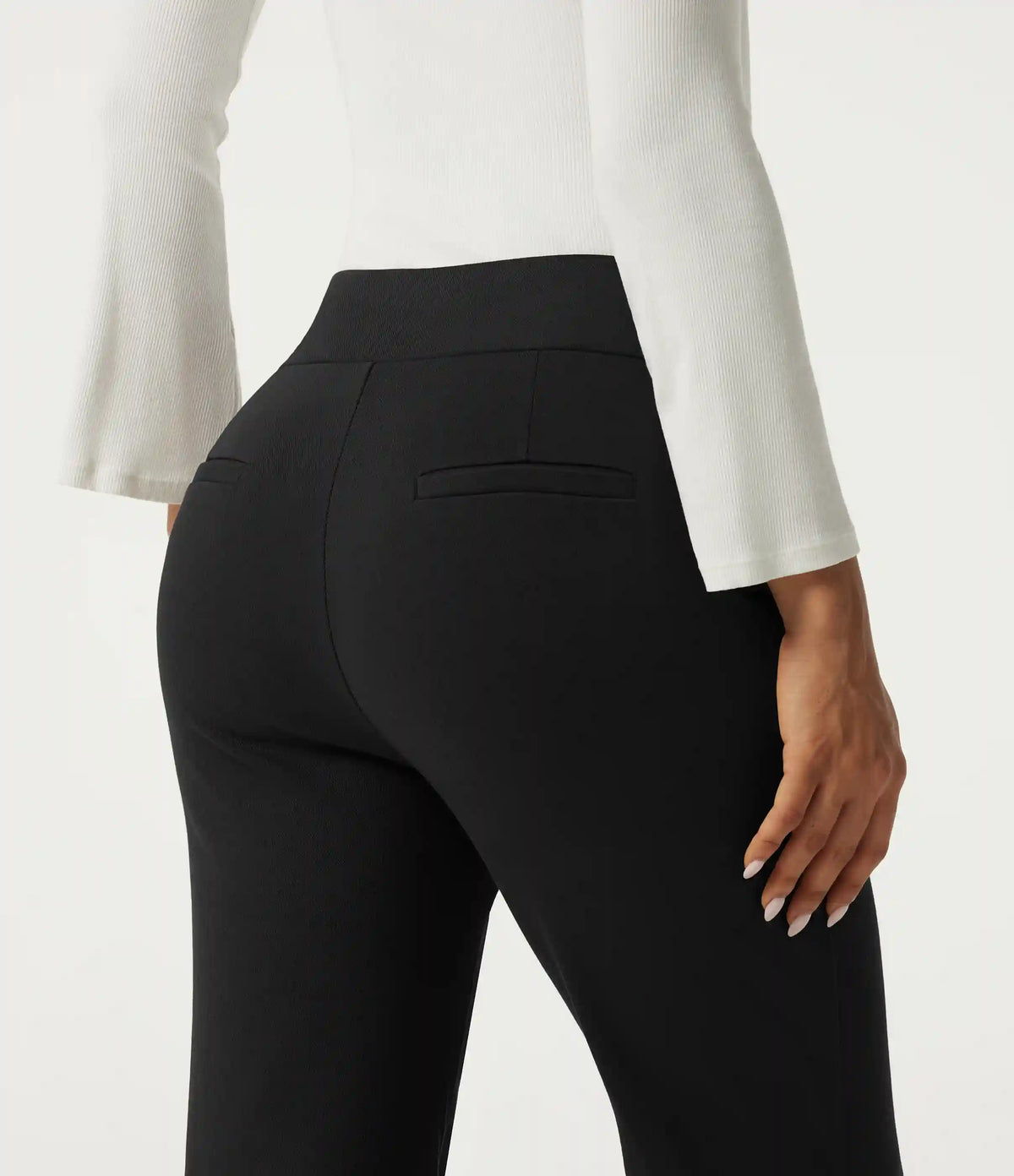 High Waisted Bootcut Work Cotton Pants with Pockets