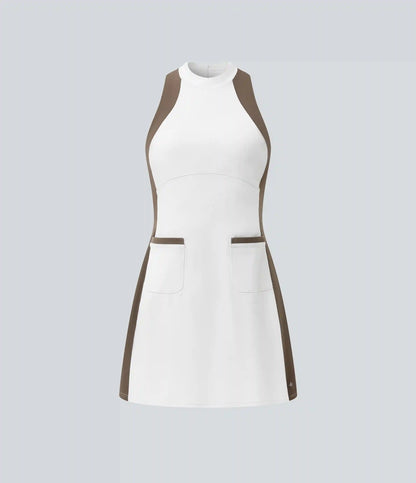 Halara UltraSculpt™ Mock Neck Sleeveless Color Block Mini Golf Dress with Pockets