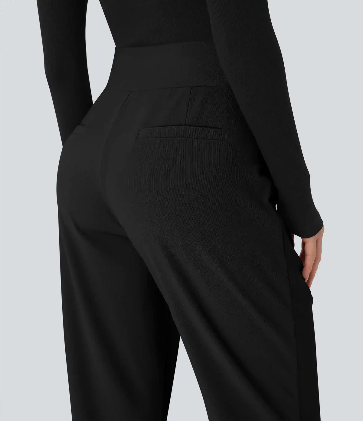 Halara Flex™ Mid Rise Tummy Control Micro Waffle Work Tapered Pants with Pockets