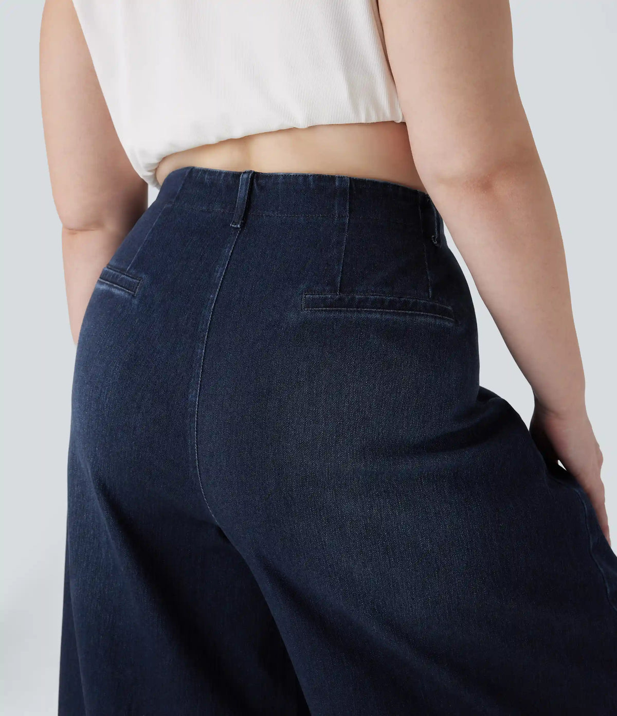 Halara Flex™ High Waisted Pockets Washed Casual Wide Leg Plus Size Jeans