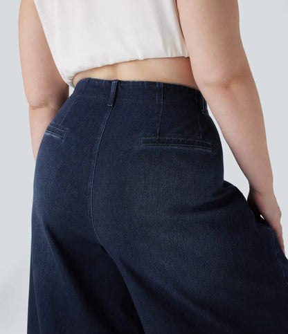 Halara Flex™ High Waisted Pockets Washed Casual Wide Leg Plus Size Jeans