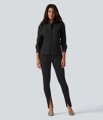 Long Sleeve Curved Hem Work Shirt