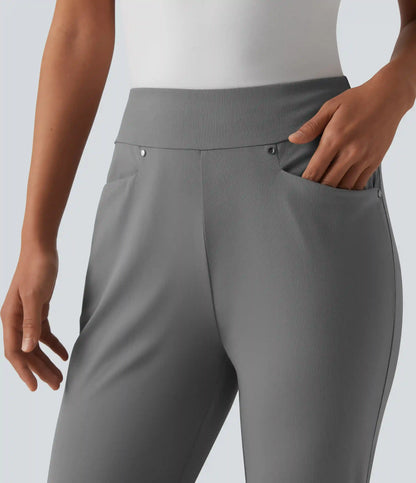 High Waisted Tapered Golf Pants with Pockets