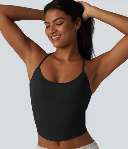 U-Neck Y-back Curved Hem Built-in Bra InstantCool Quick Dry Casual Tank Top-UPF50+