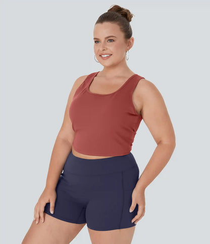 U Neck Crossover Plus Size Barre Ballet Dance Tank Top