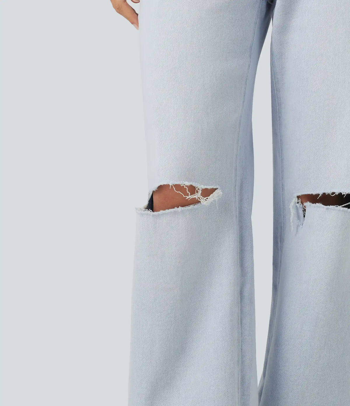 High Waisted Ripped Straight Leg Casual Jeans with Pockets