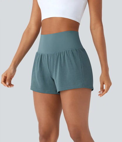 Super High Waisted Tummy Control Perforated 2-in-1 Yoga Shorts
