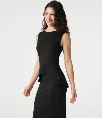 Round Neck Sleeveless Midi Work Dress