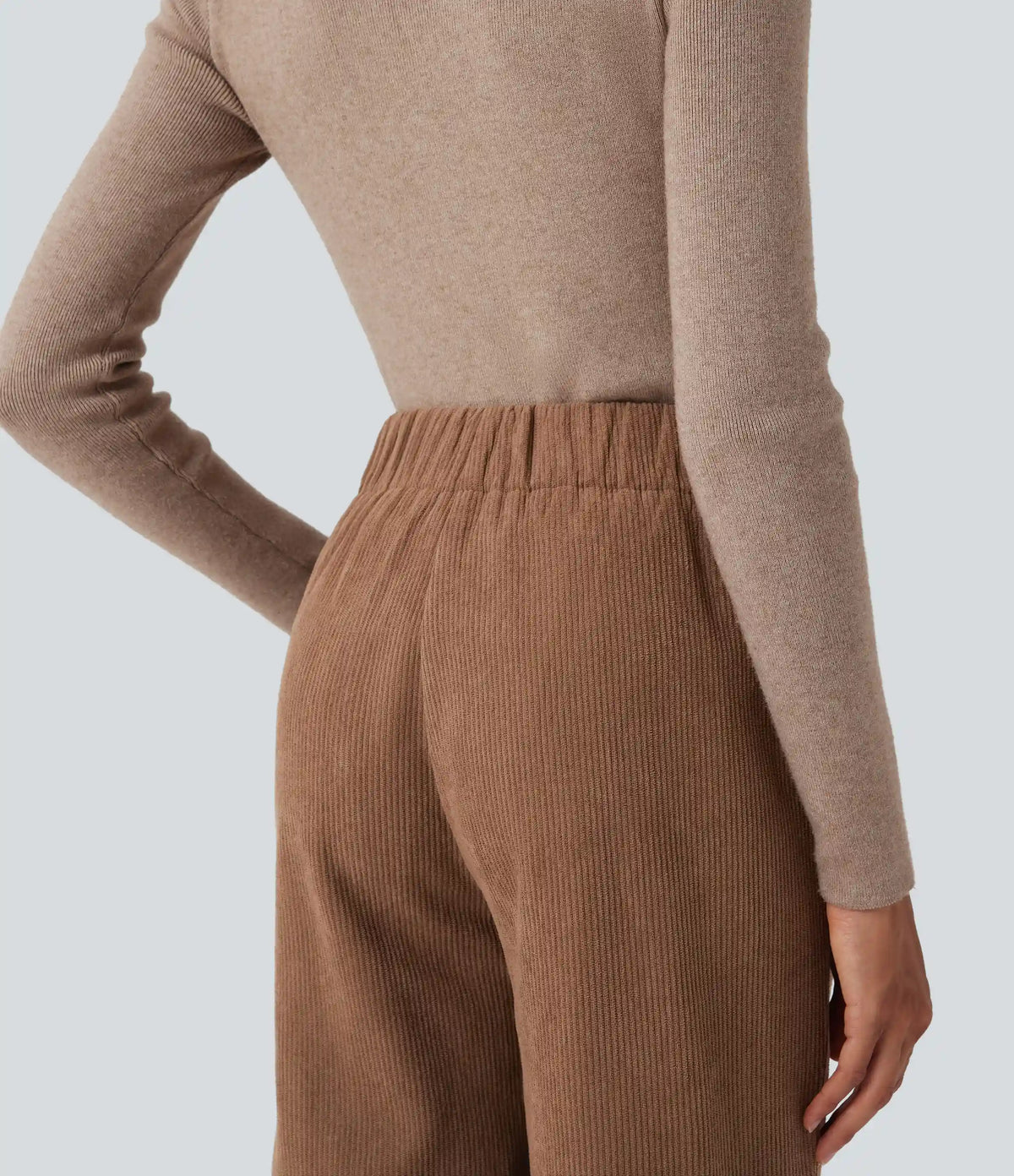 High Waisted Corduroy Casual Baggy Pants with Pockets
