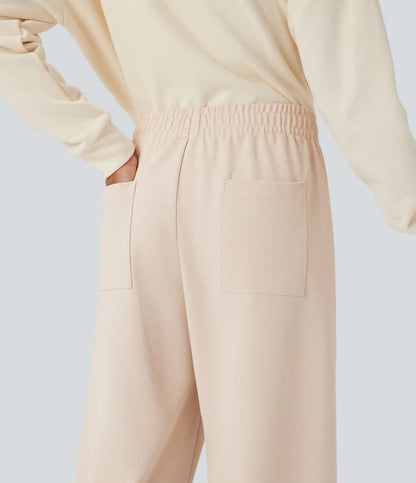 Mid Rise Straight Leg Workout Pants with Pockets