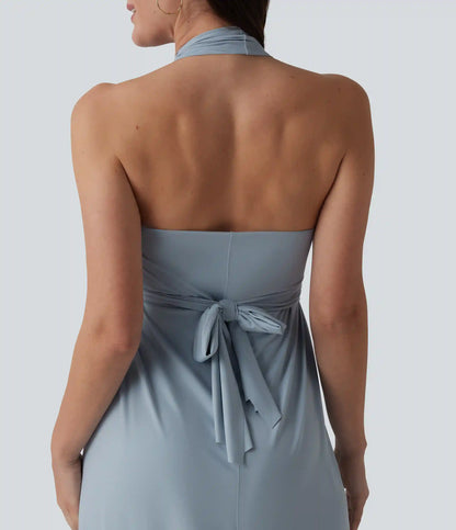 V Neck Tie Back Maxi Dress