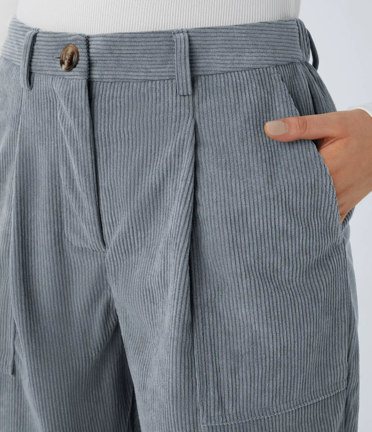 Mid Rise Zipper Pockets Corduroy Casual Joggers