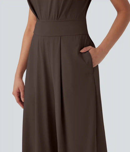 SoftlyZero™ QuickDry Round Neck Sleeveless Keyhole Pocket Yoga Jumpsuit-Easy Peezy Edition