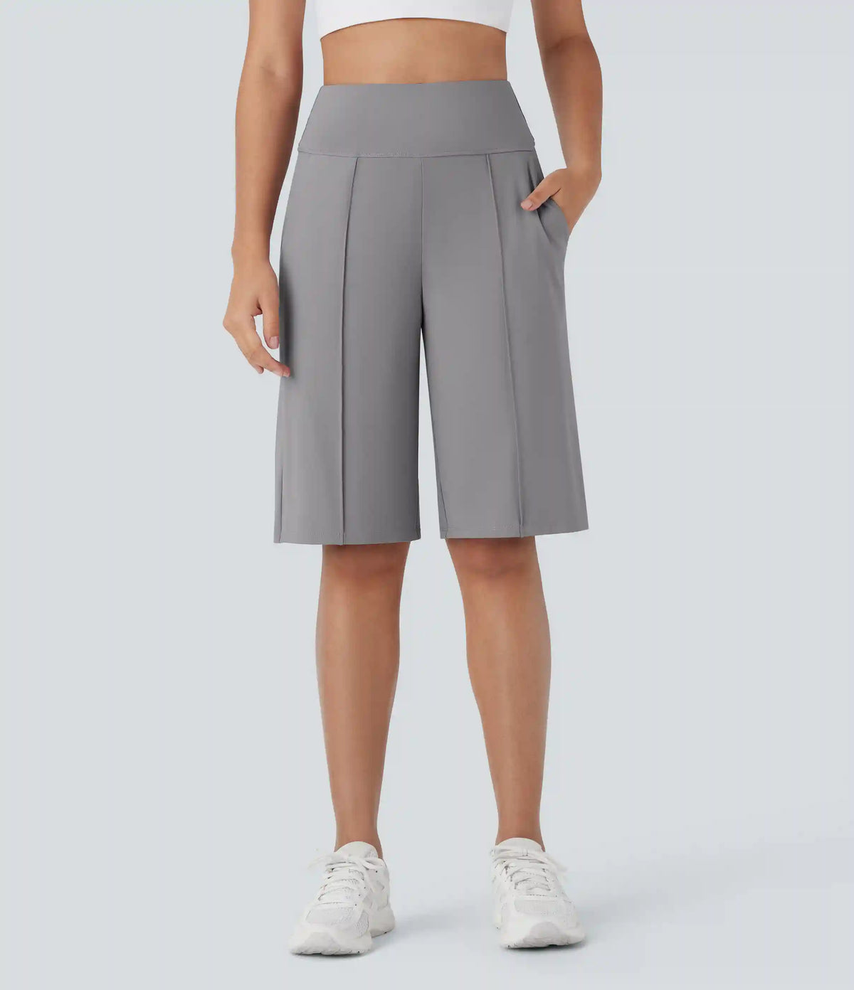 SoftlyZero™ Airy High Waisted Pocket Straight Leg Cool Touch Workout Bermuda Shorts
