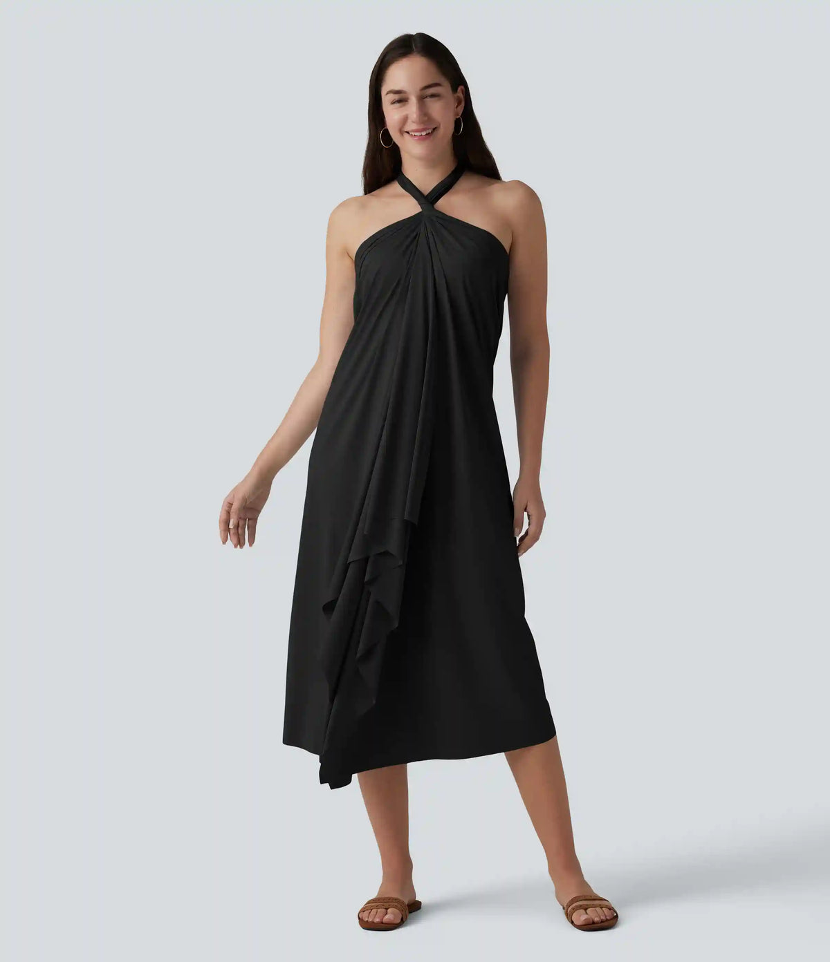 V Neck Tie Back Maxi Dress