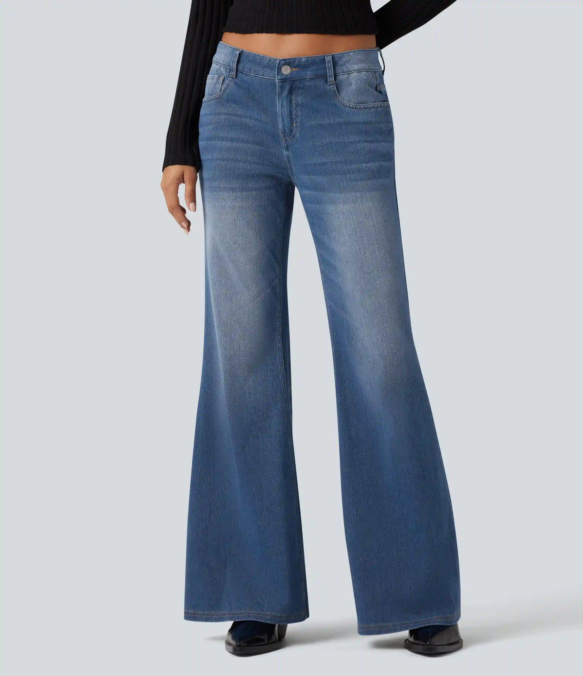 Halara Flex™ Low Rise Flare Washed Casual Jeans with Pockets