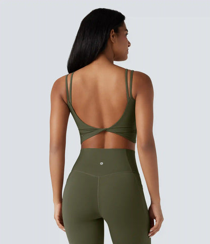 Halara UltraSculpt™ Double Straps Twisted Backless Cropped Yoga Tank Top
