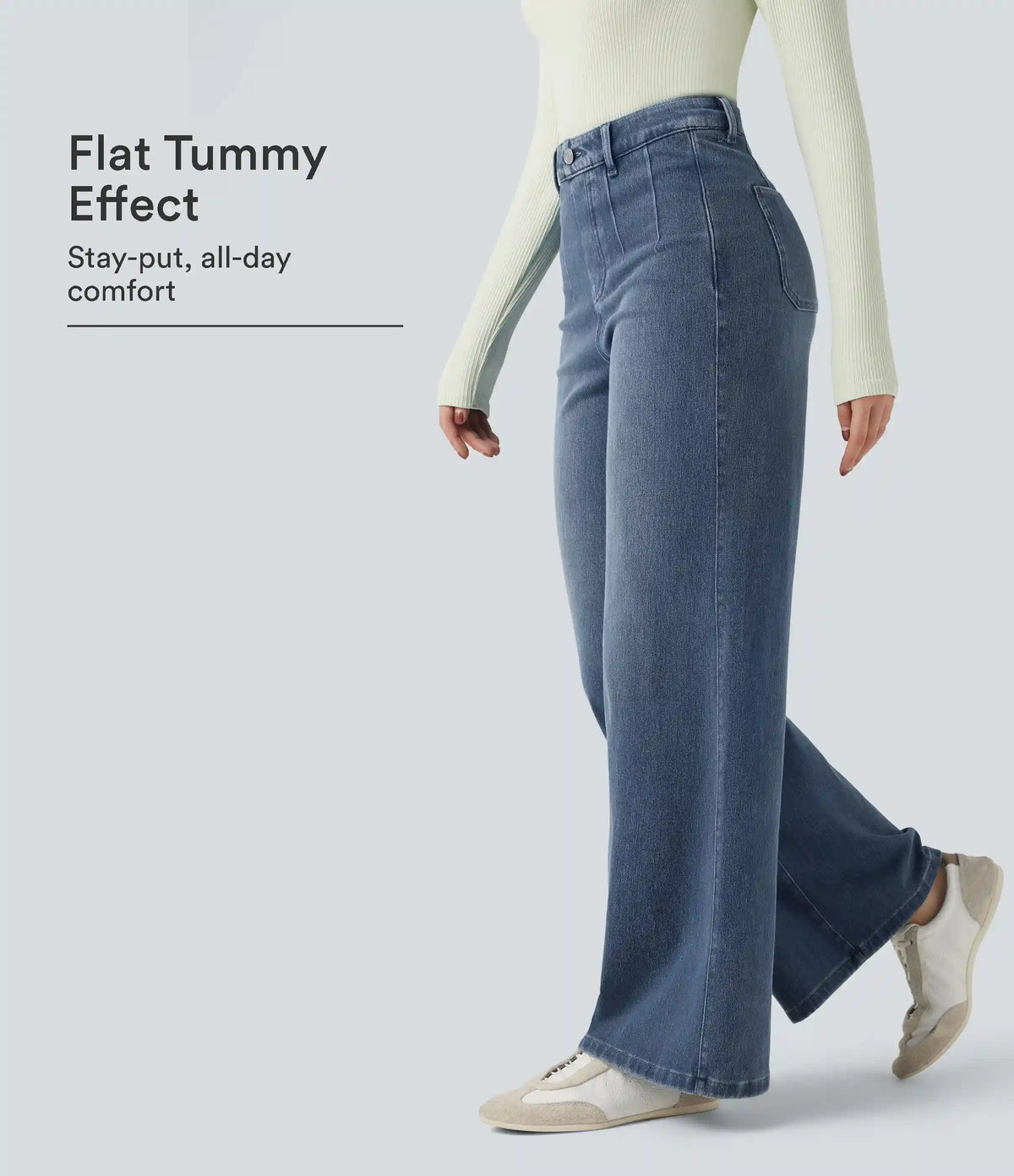 Halara Flex™ High Waisted Tummy Control Wide Leg Casual Jeans with Pockets