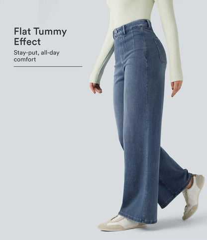 Halara Flex™ High Waisted Tummy Control Wide Leg Casual Jeans with Pockets