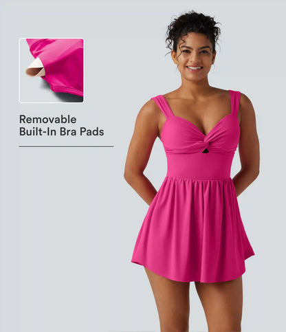 SoftlyZero™ Plush Sweetheart Neck Built-in Bra 2-in-1 Micro Mini Casual Dress with Pocket-Easy Peezy Edition