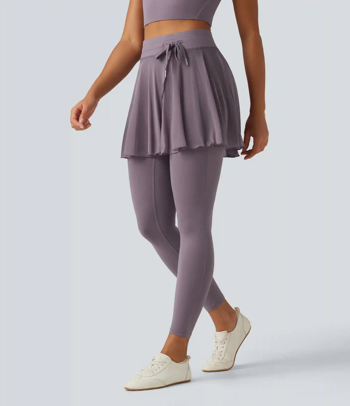 SoftlyZero™ High Waisted Drawstring Mesh Dance Skirted Leggings with Pockets