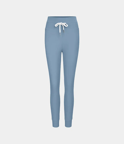 SoftlyZero™ Plush High Waisted Drawstring Pocket Plain Full Length Joggers
