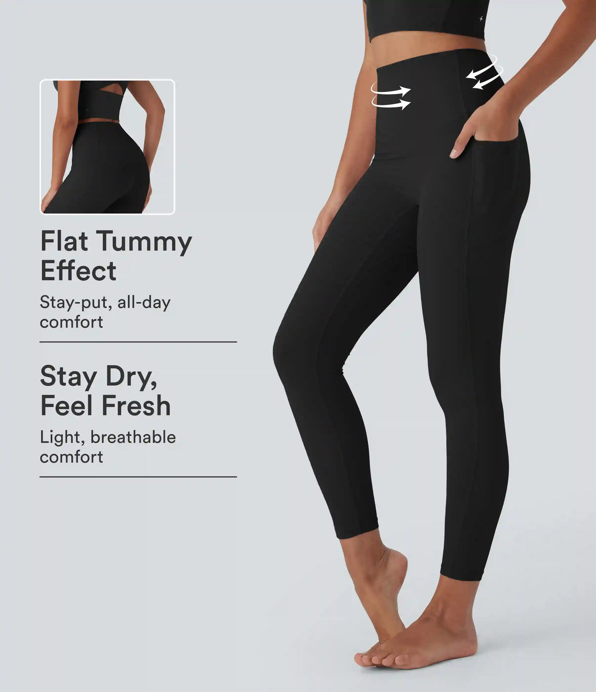 Halara UltraSculpt™ Cool Quick Dry High Waisted Tummy Control Shaping Yoga Leggings with Pockets-UPF50+