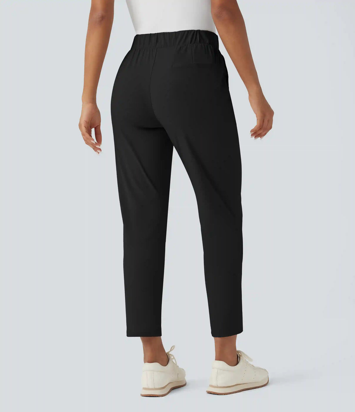 High Waisted Drawstring Pockets Quick Dry Golf Tapered Pants-Golf Tee Pocket