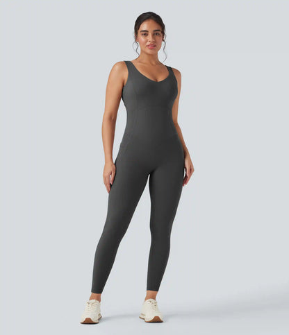 Halara UltraSculpt™ V Neck Tummy Control Butt Lifting Workout Jumpsuit with Pockets