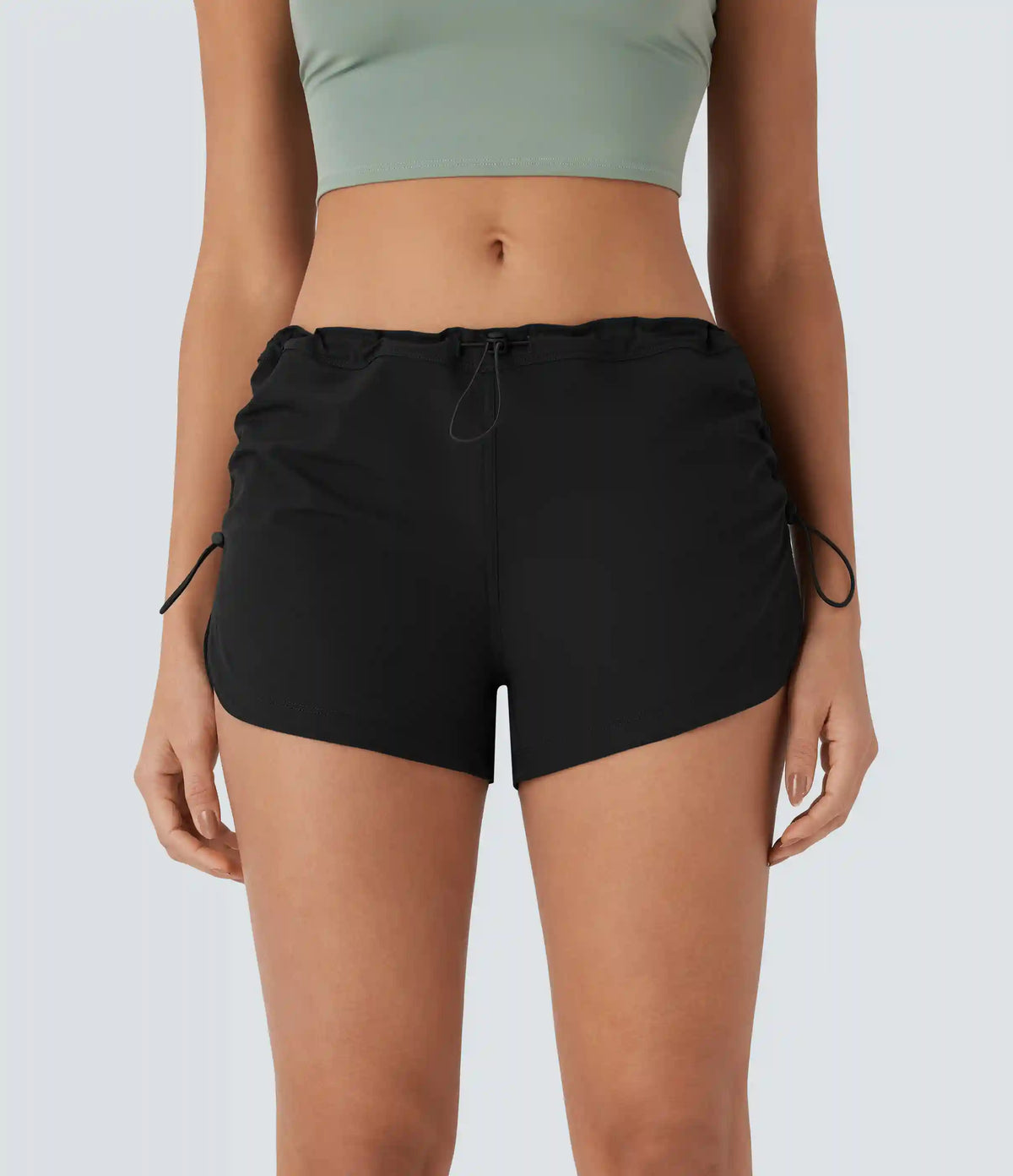 Low Rise Pocket Curved Hem Casual Shorts