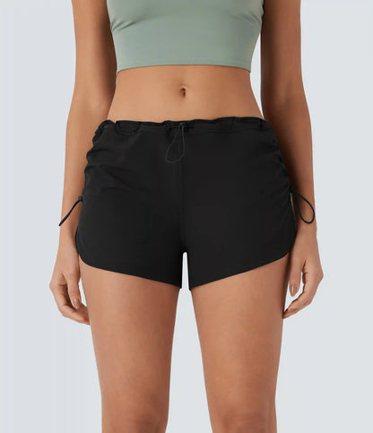 Low Rise Pocket Curved Hem Casual Shorts