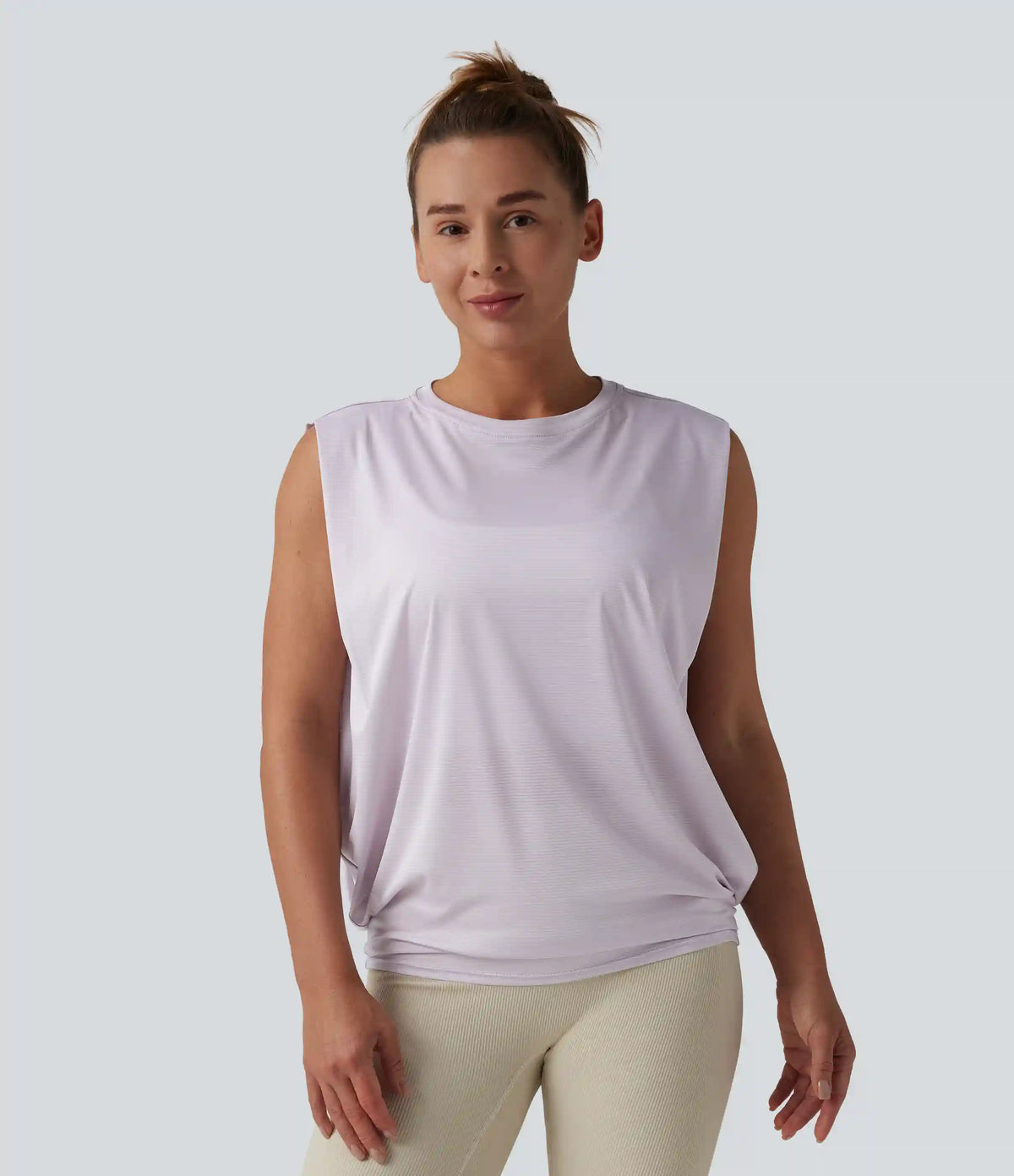 Round Neck Ruched Workout Tank Top