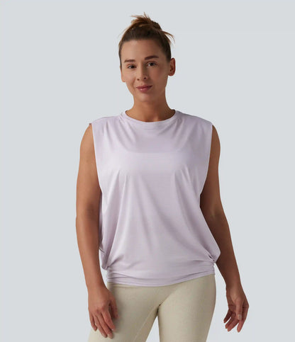 Round Neck Ruched Workout Tank Top
