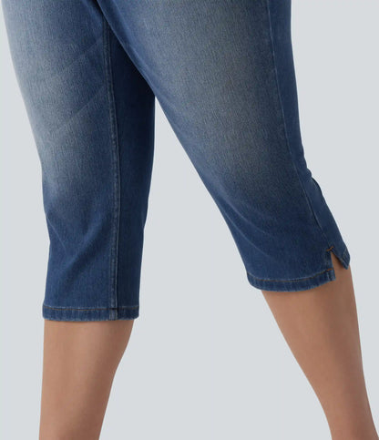 Halara Flex™ Plus Size High Waisted Split Capri Casual Slim Jeans with Pockets