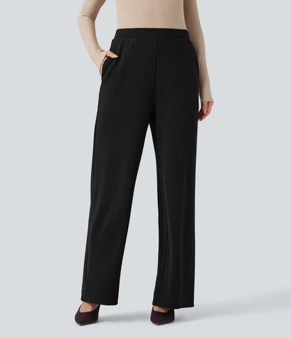 SpacerTek™ High Waisted Wide Leg Work Pants with Pockets