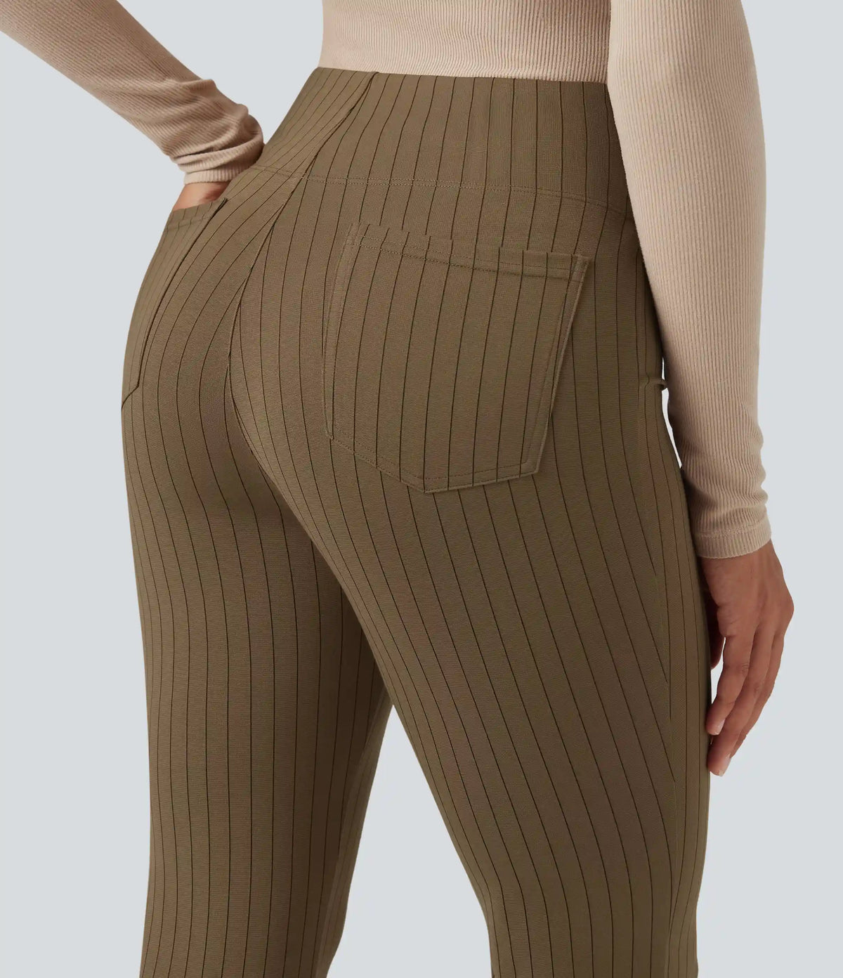 Halara Flex™ High Waisted Striped Work Flare Pants with Pockets