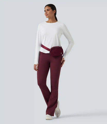 SoftlyZero™ Airy Quick Dry Round Neck Raglan Long Sleeve Mesh Back Crossover Yoga Sports Top with Thumb Holes