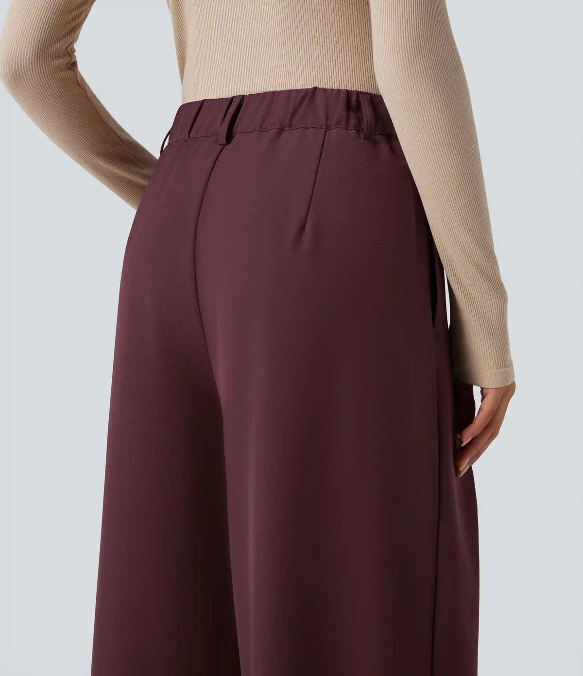 High-waisted Work Wide-leg Pants with Pockets