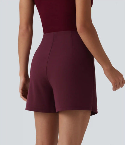 Wrinkle-resistant High Waisted Longer Mini Work Skort