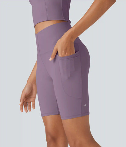 Halara UltraSculpt™ Cool Quick Dry High Waisted Tummy Control Training Biker Shorts 7'' with Pockets-UPF50+