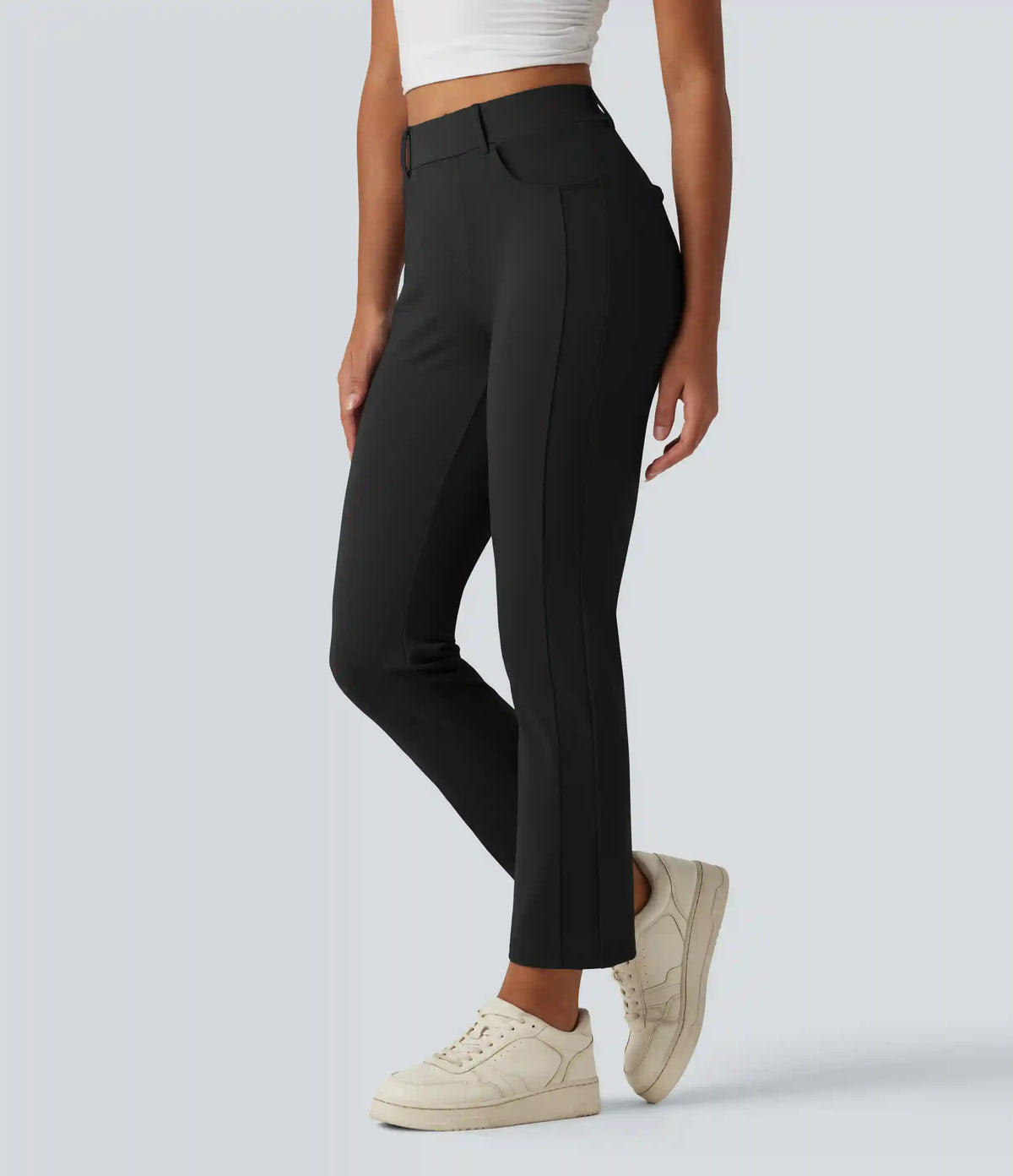 Mid Rise Casual Pants with Pockets