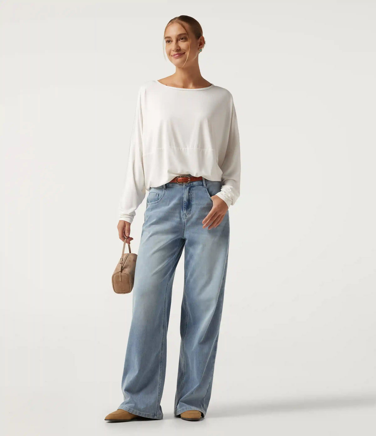 Round Neck Long Sleeve Relaxed Casual Top