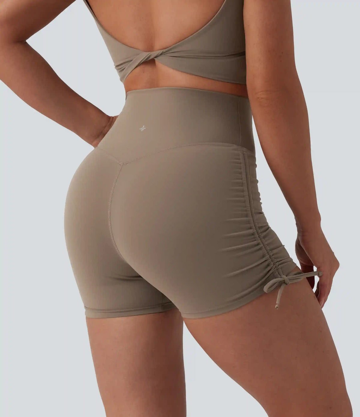 Halara UltraSculpt™ High Waisted Ruched Lace Up Yoga Biker Shorts 3'' with Pocket