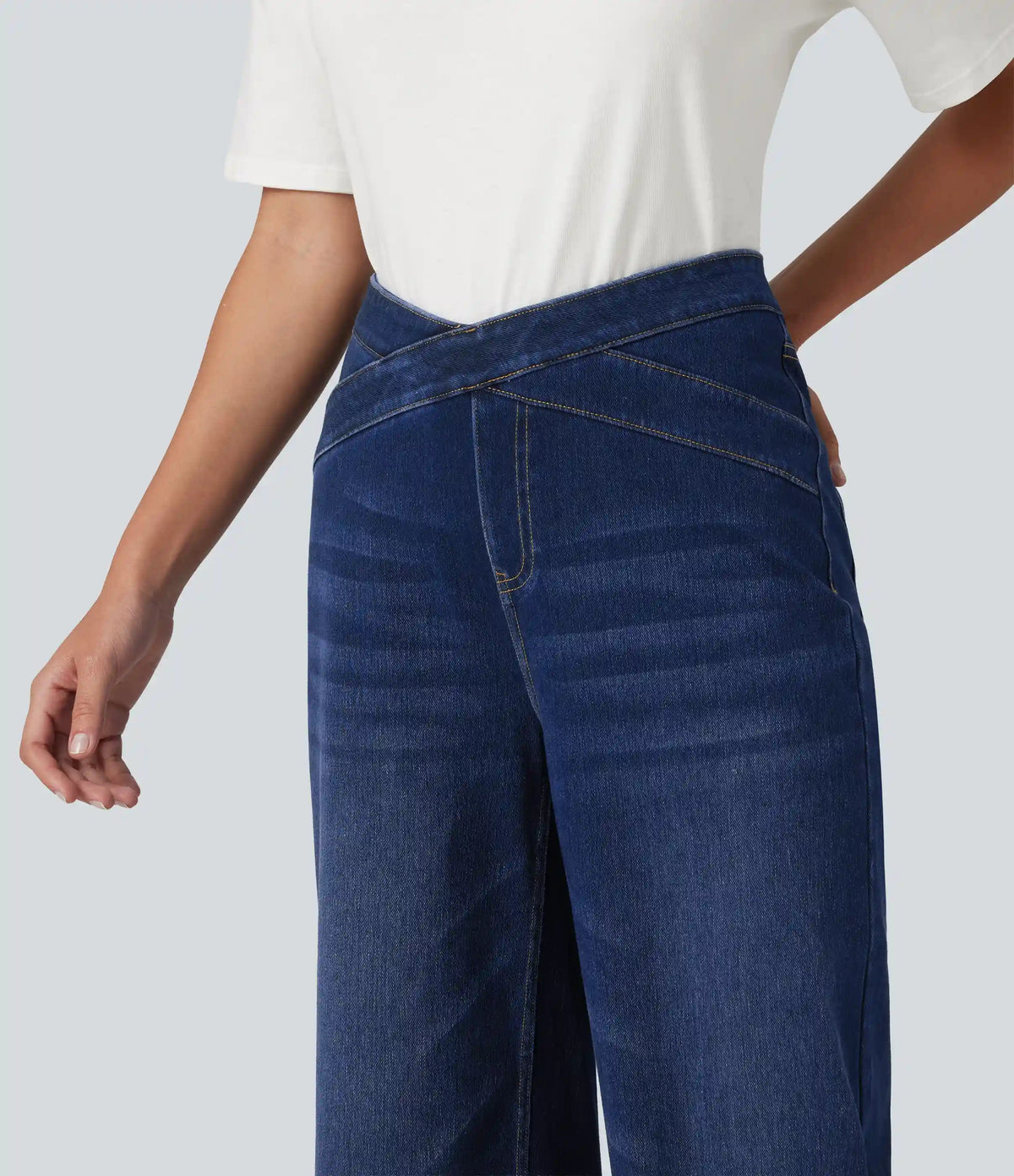 Halara Flex™ High Waisted Crossover Bootcut Casual Jeans with Pockets