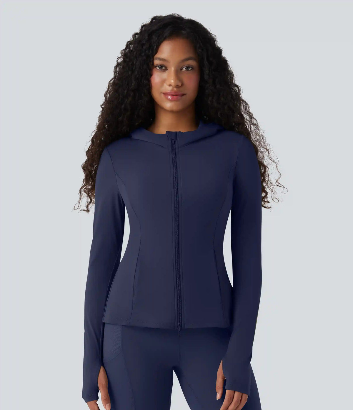 SoftlyZero™ Hooded Long Sleeve Thumb Hole Pleated Jacket with Pockets