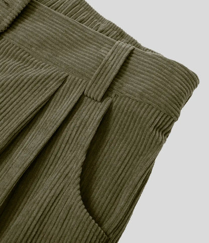 Mid Rise Zipper Pocket Corduroy Casual Pants