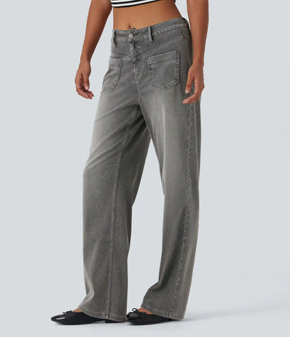 Halara Flex™ Mid Rise Straight Leg Casual Jeans with Pockets
