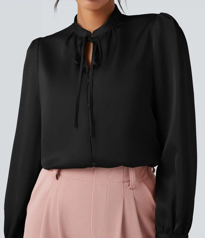 Tie Front Long Sleeve Work Shirt