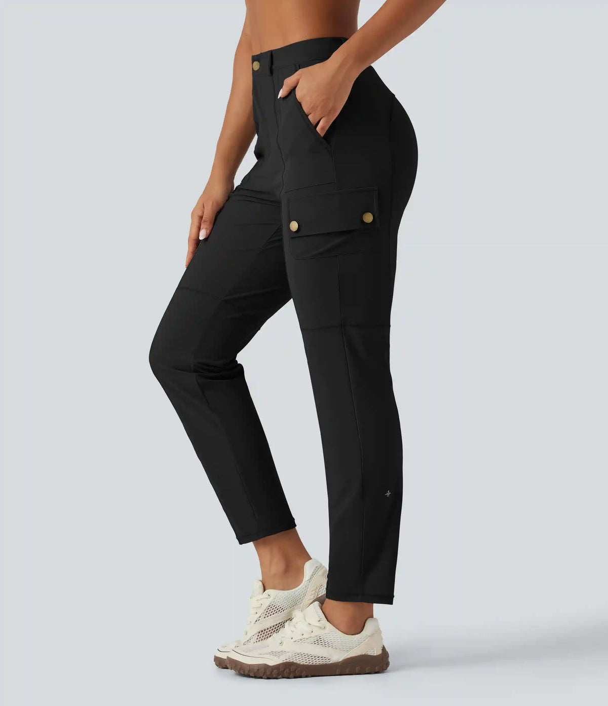 High Waisted Solid InstantCool Skinny Hiking Cargo Pants with Pockets